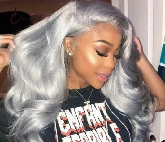 "Sadie Grey" Body Wave Human Hair Lace Front Wig