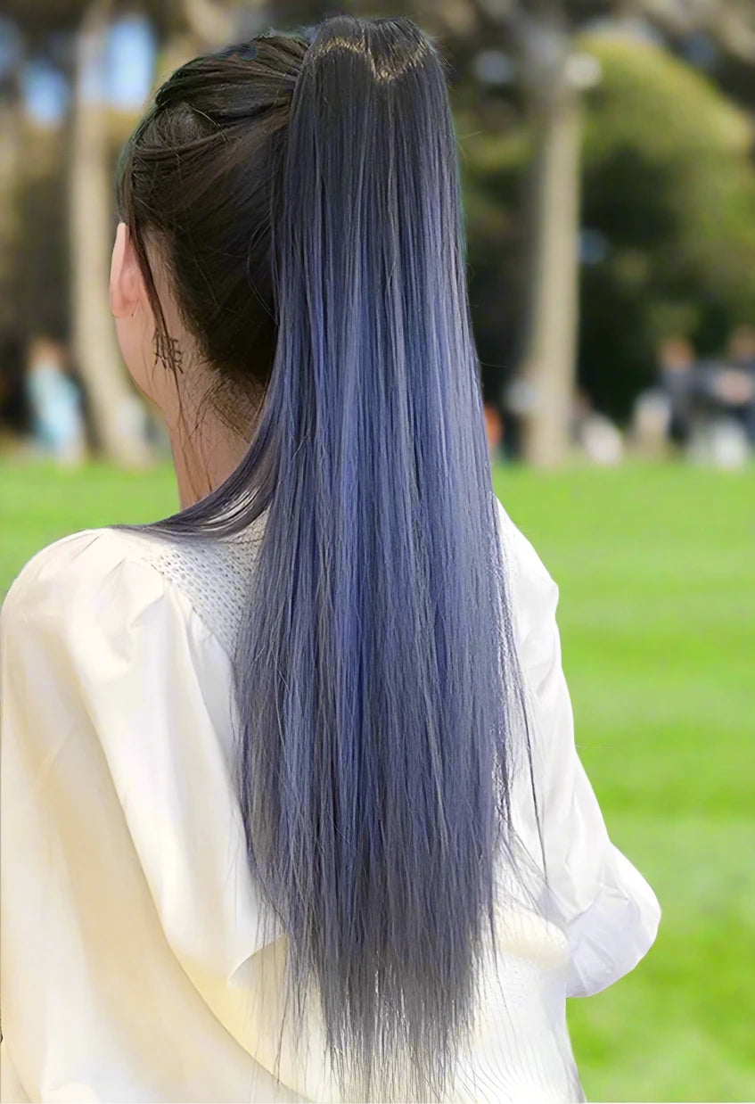 Tightly Fixed Smooth Blue Ponytail