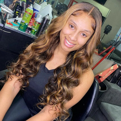 Flowy, Highlight Human Hair: Body Wave Lace Front Wig